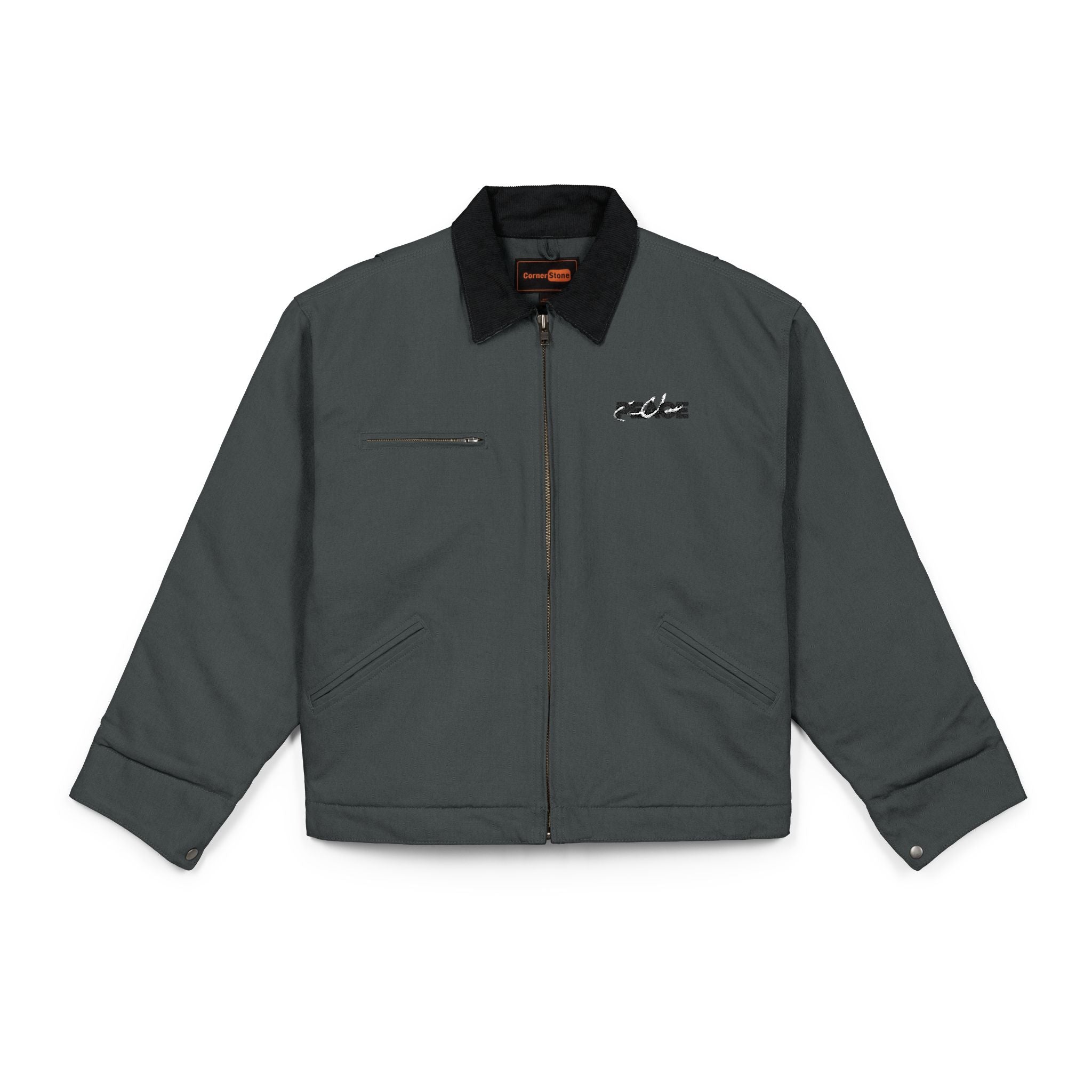 Duck Cloth Work Jacket — Rugged Brown Canvas Zip-Up Jacket