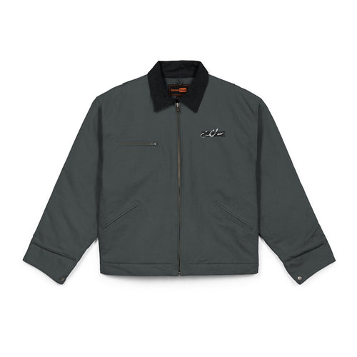 Duck Cloth Work Jacket — Rugged Brown Canvas Zip-Up Jacket